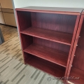 Mahogany 3 Shelf Bookcase with Adjustable Shelves, Rounded Top